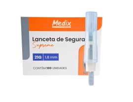 Lanceta De Seguranca Supreme Azul - 21G - 1.8 Mm - 100 Unid - Medix